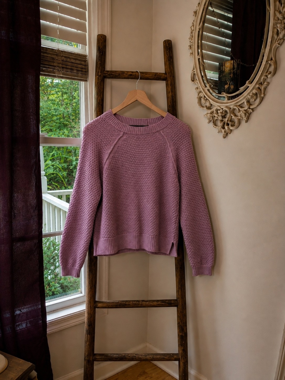 GAP Lavender Crewneck Textured Knit Sweater